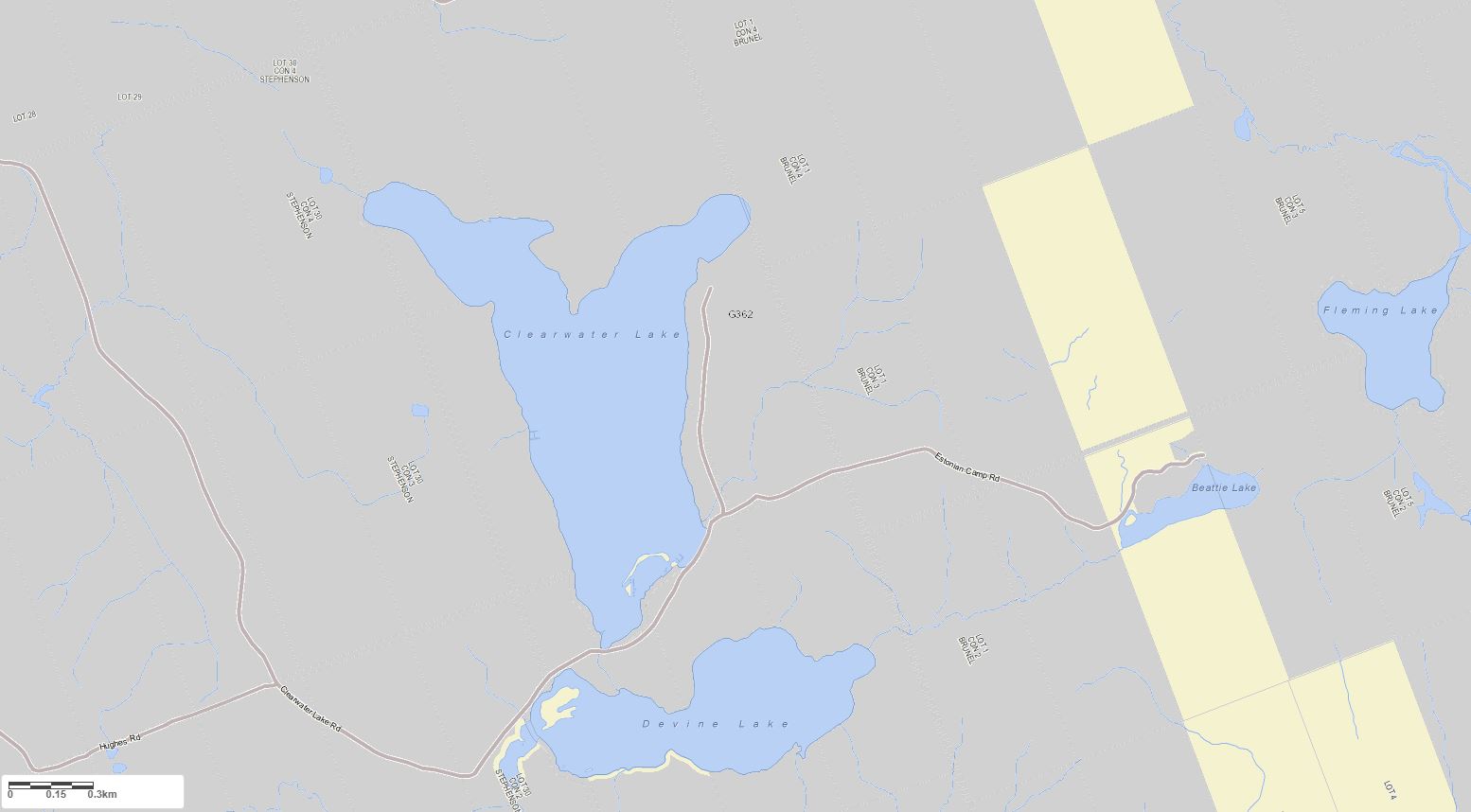 Crown Land Map of Clearwater Lake in Municipality of Huntsville and the District of Muskoka